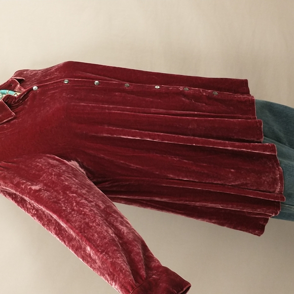 Velvet Top J Jill Silk Blend Dark Raspberry Flare Hem Tunic Soft Lush Washable - Picture 4 of 9